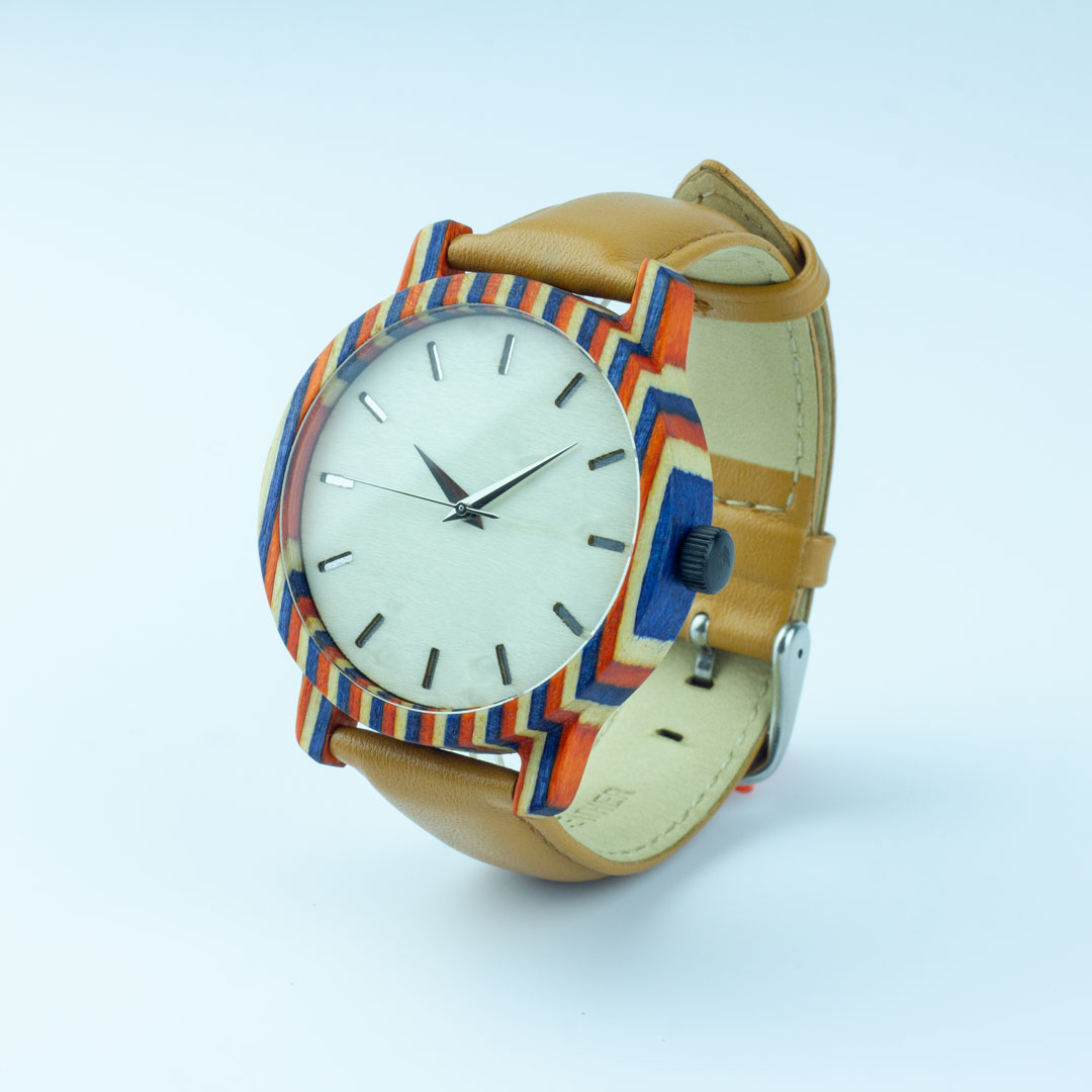 Деревянные часы "Grekko | Classic" c песочным кожаным ремешком