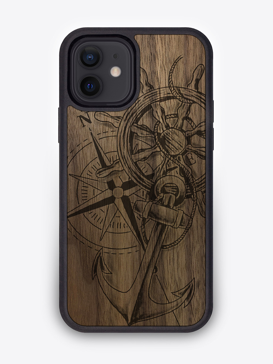 Деревянный чехол "Компас" для iPhone 12