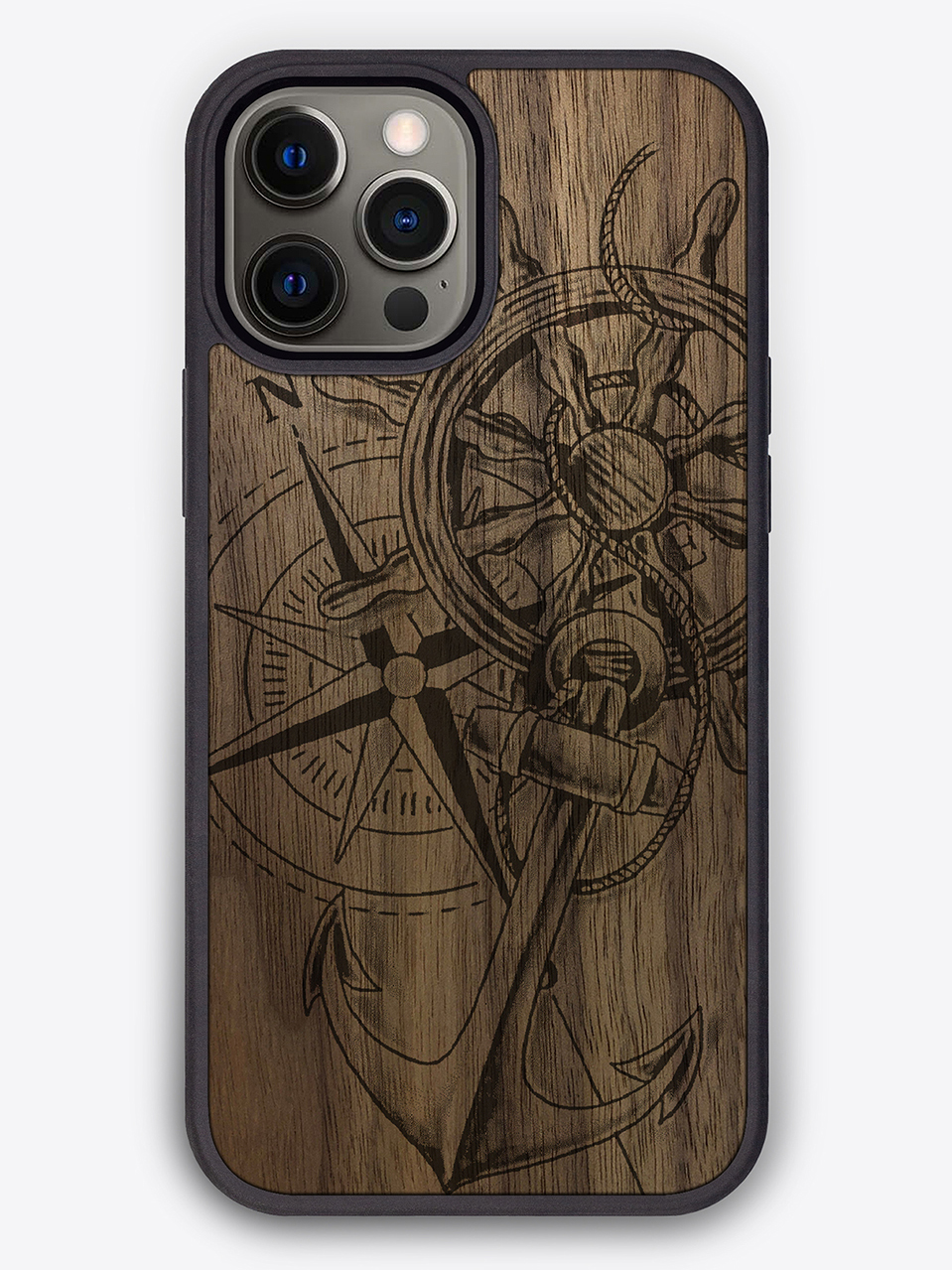 Деревянный чехол "Компас" для iPhone 12 Pro Max