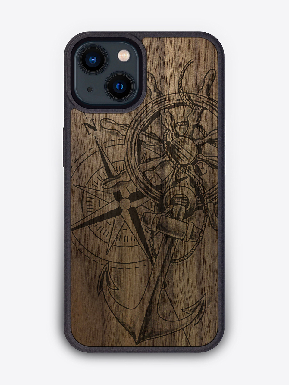 Деревянный чехол "Компас" для iPhone 13
