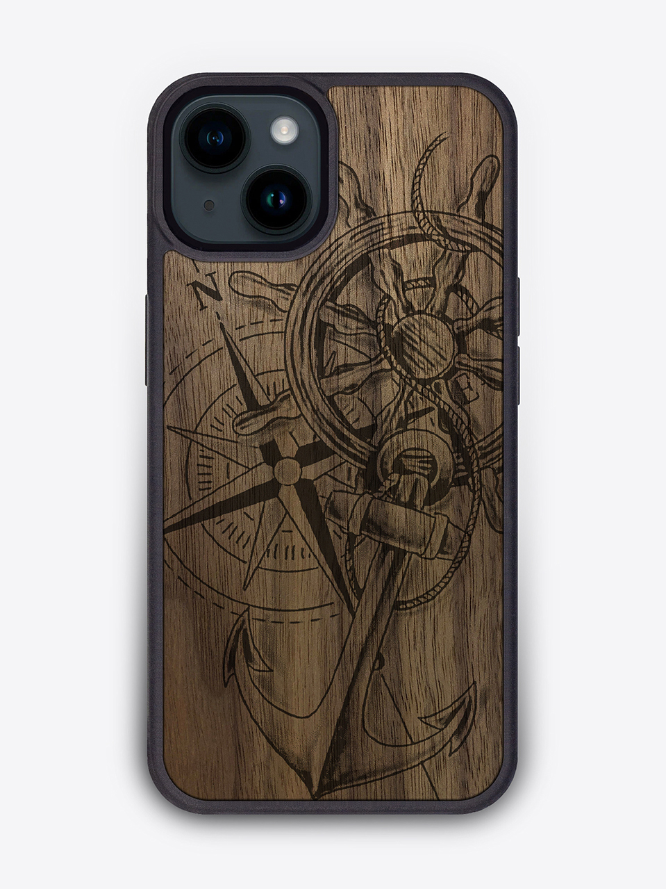 Деревянный чехол "Компас" для iPhone 14