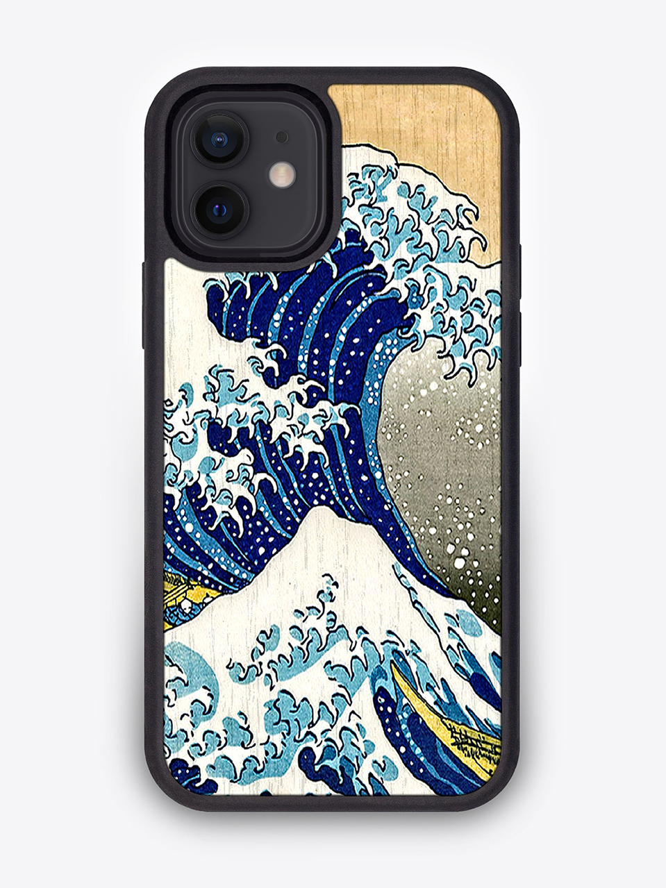 Деревянный чехол с цветной печатью "Большая волна" для iPhone 12