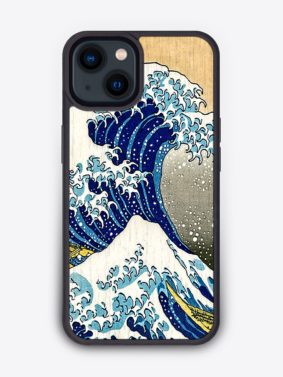 Деревянный чехол с цветной печатью "Большая волна" для iPhone 13