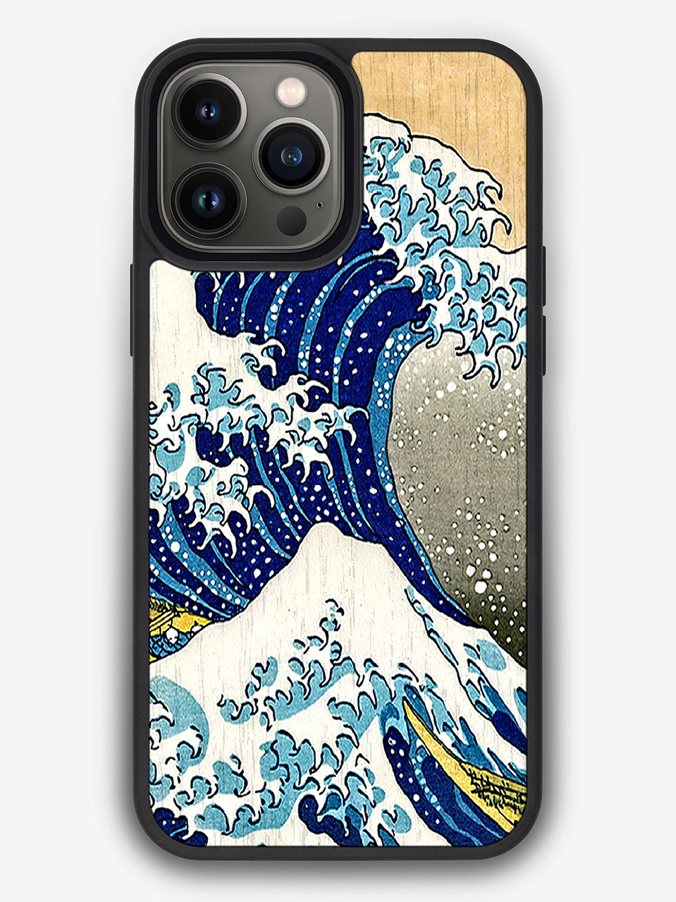 Деревянный чехол с цветной печатью "Большая волна" для iPhone 13 Pro Max