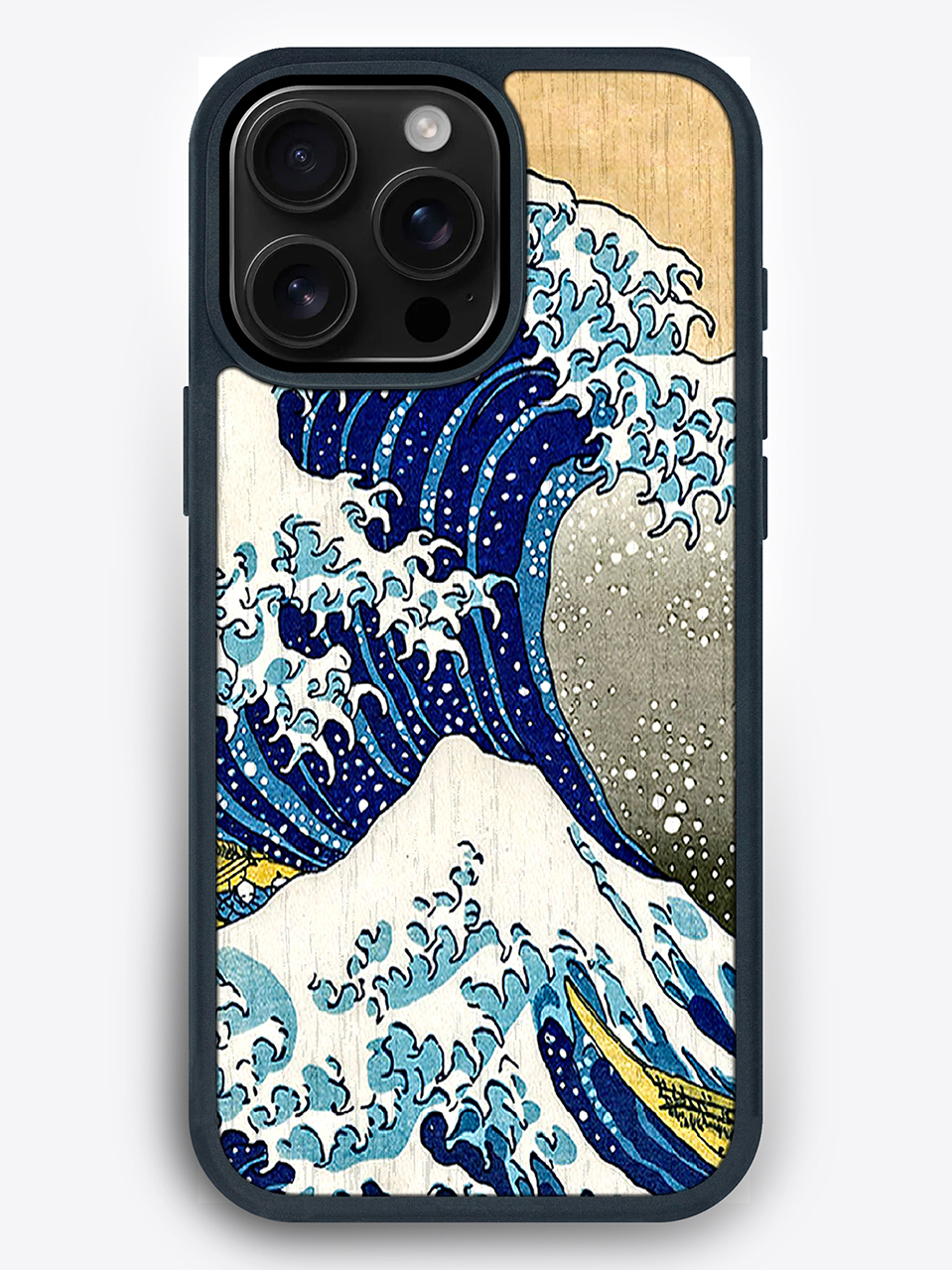 Деревянный чехол с цветной печатью "Большая волна" для iPhone 16 Pro Max