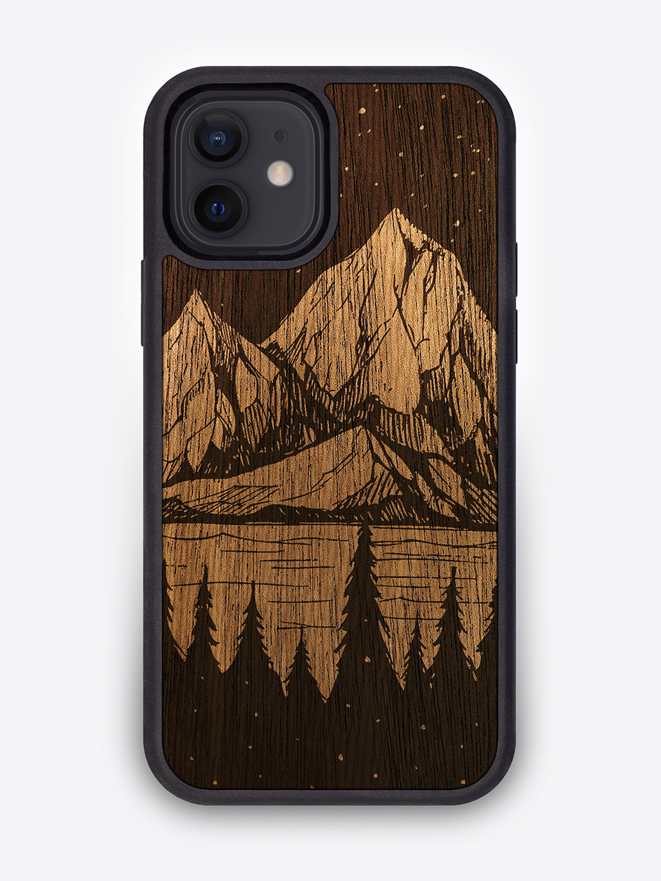 Деревянный чехол "Горный пейзаж" для iPhone 12