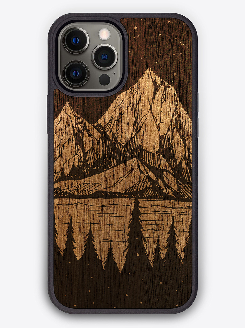 Деревянный чехол "Горный пейзаж" для iPhone 12 Pro Max