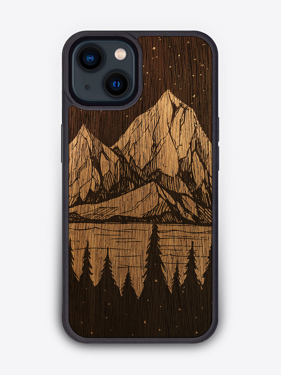 Деревянный чехол "Горный пейзаж" для iPhone 13
