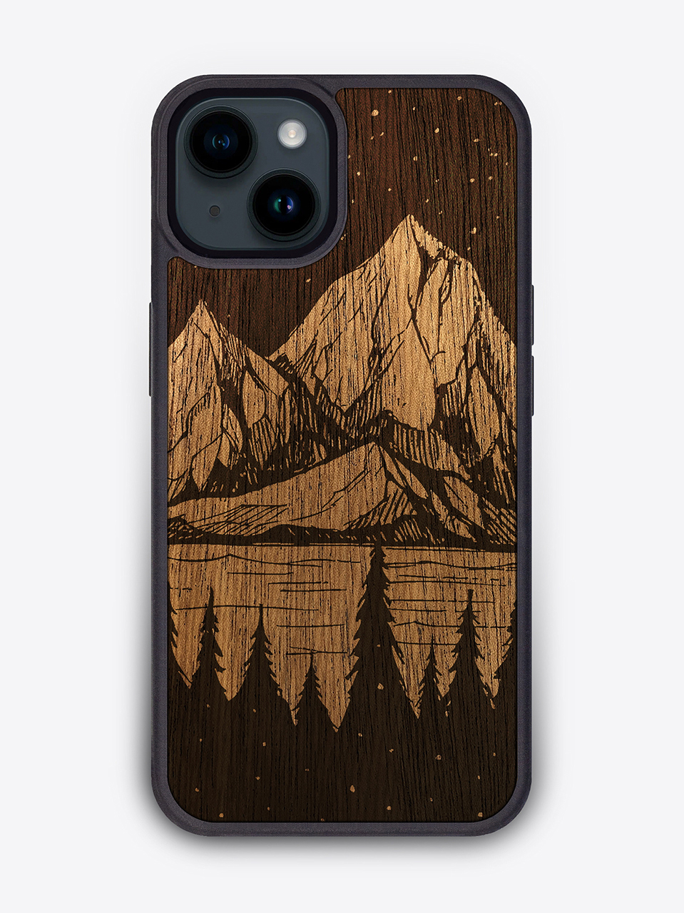 Деревянный чехол "Горный пейзаж" для iPhone 14