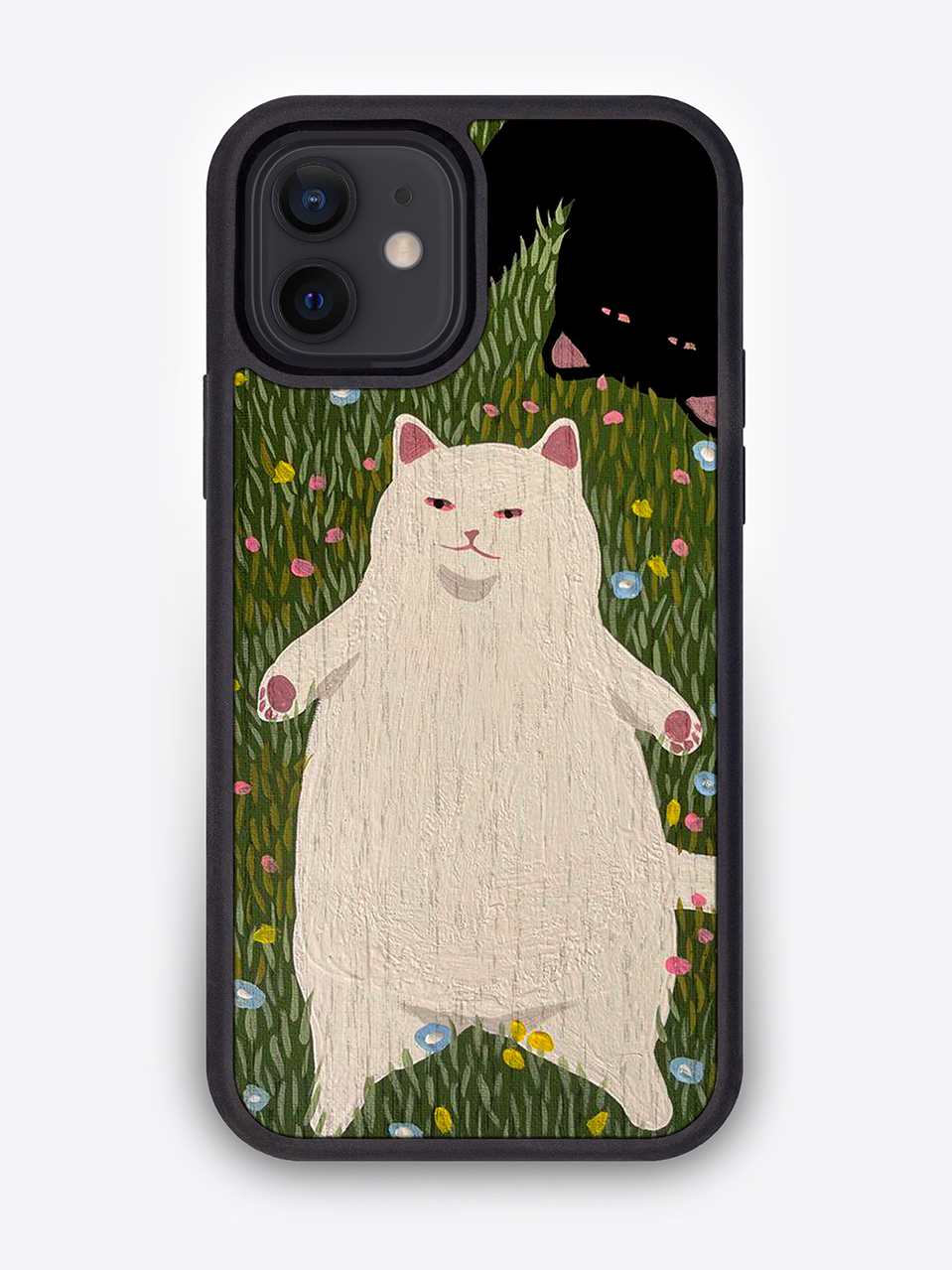 Деревянный чехол с цветной печатью "Кот и кошка" для iPhone 12