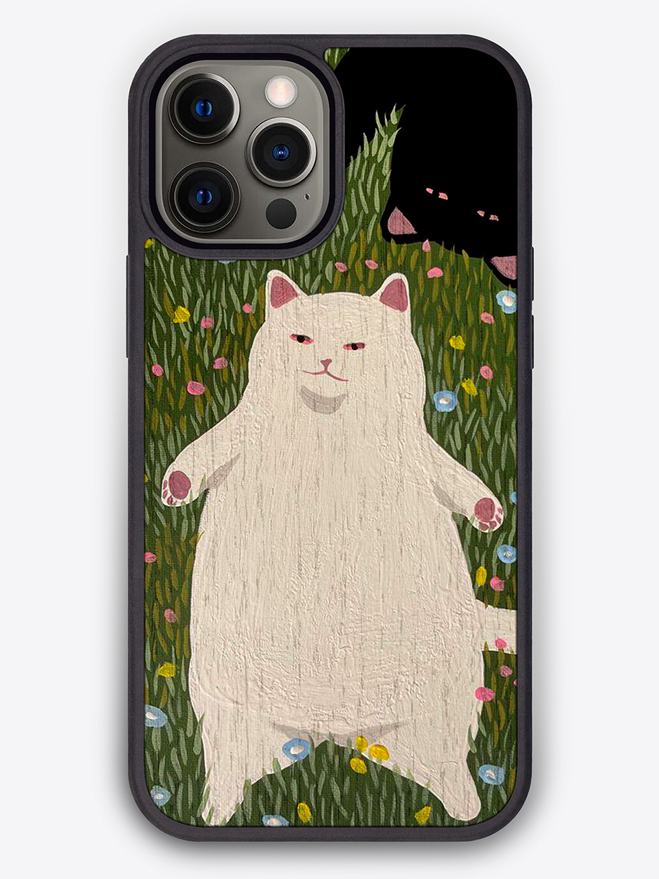 Деревянный чехол с цветной печатью "Кот и кошка" для iPhone 12 Pro Max