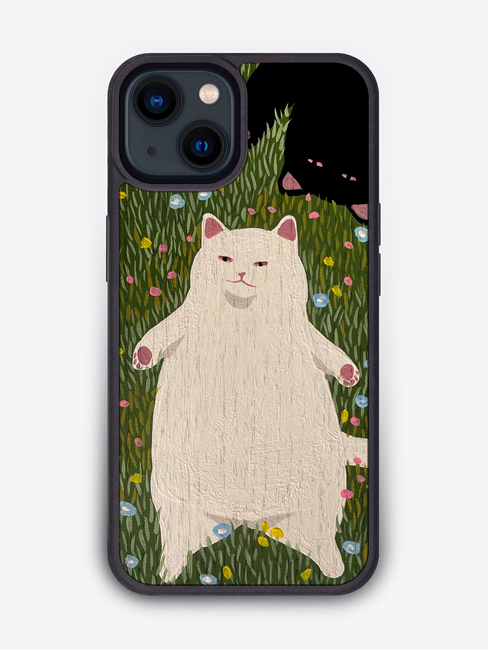 Деревянный чехол с цветной печатью "Кот и кошка" для iPhone 13