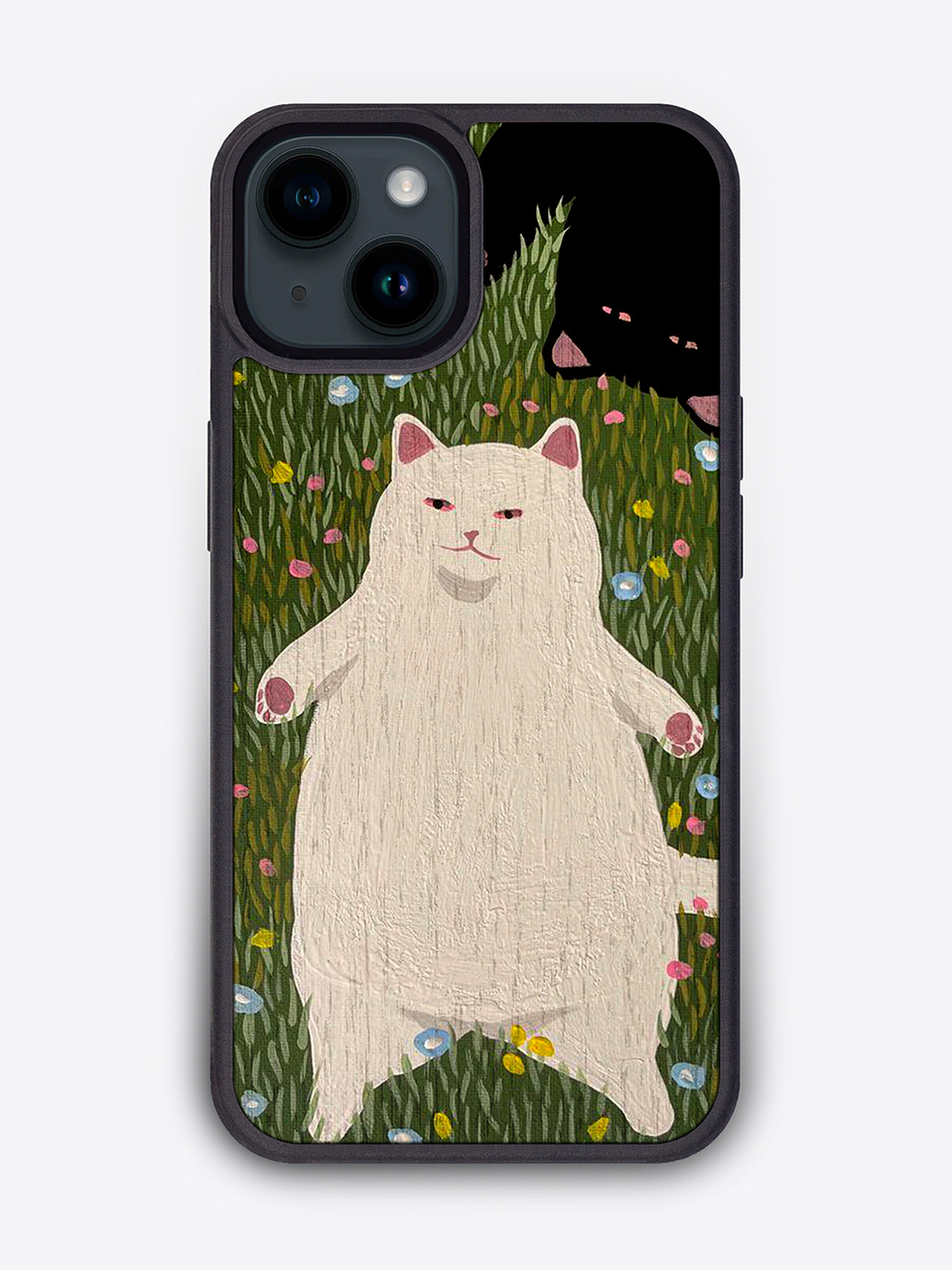 Деревянный чехол с цветной печатью "Кот и кошка" для iPhone 14