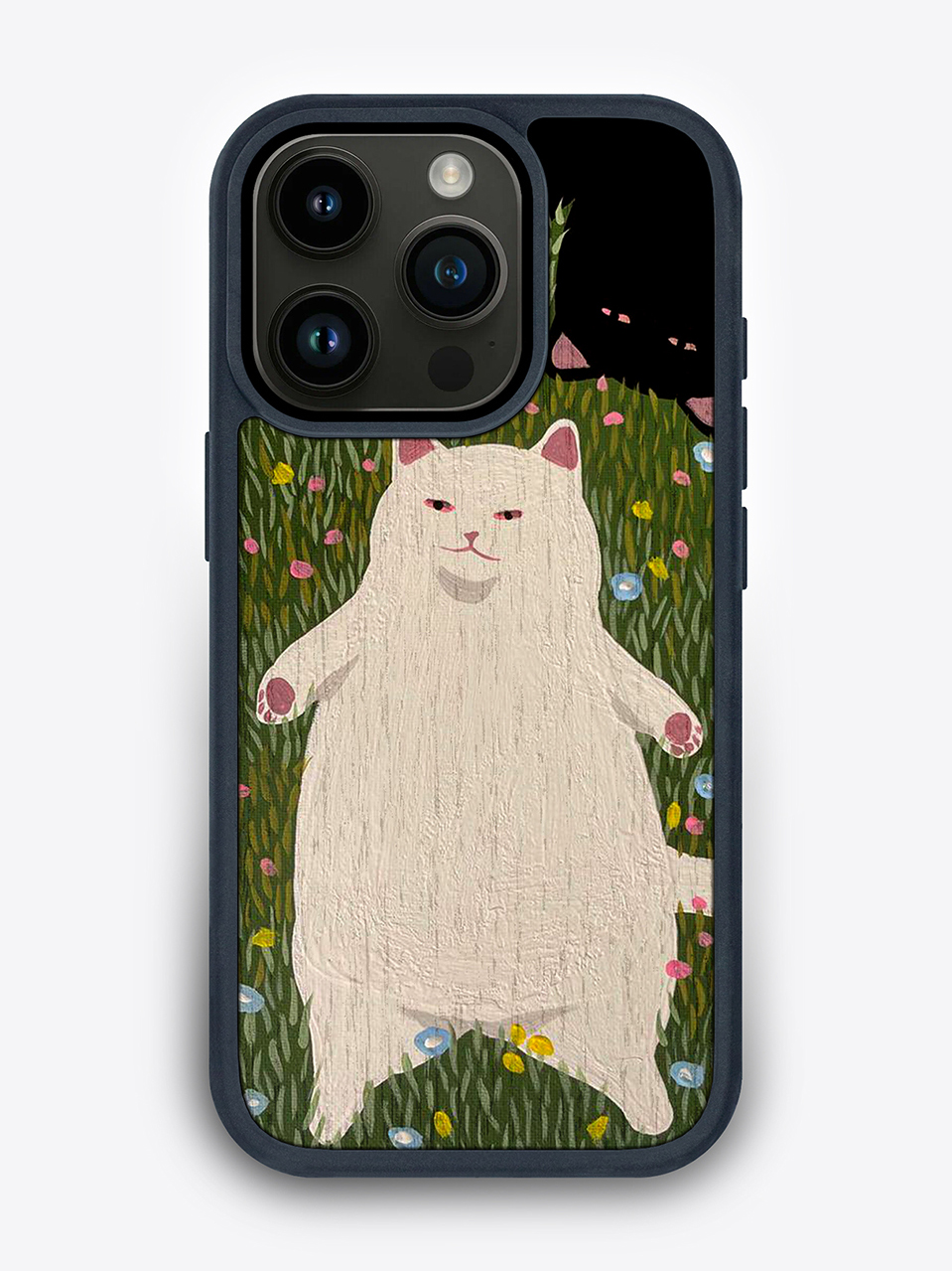 Деревянный чехол с цветной печатью "Кот и кошка" для iPhone 14 Pro