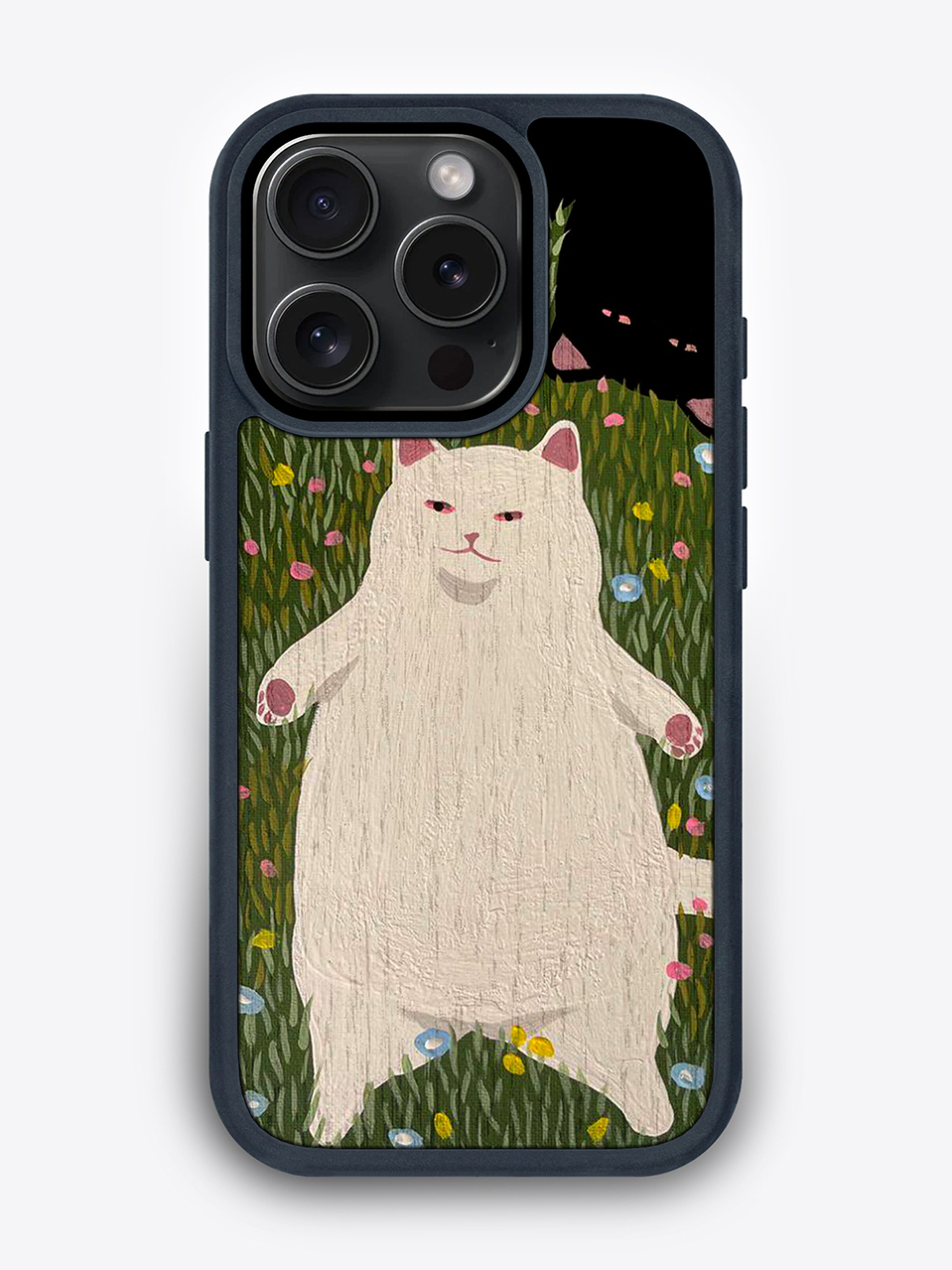 Деревянный чехол с цветной печатью "Кот и кошка" для iPhone 15 Pro