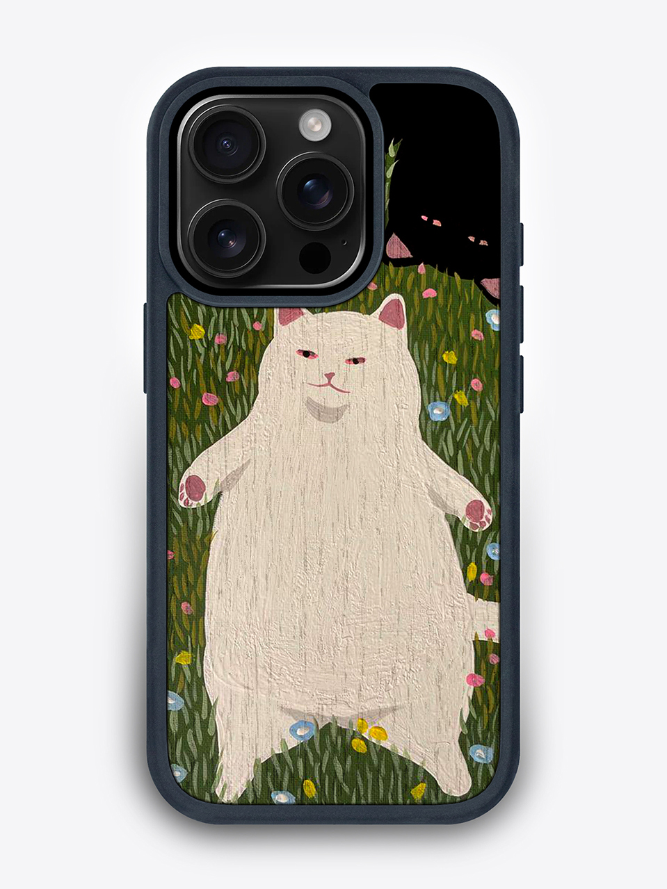 Деревянный чехол с цветной печатью "Кот и кошка" для iPhone 16 Pro