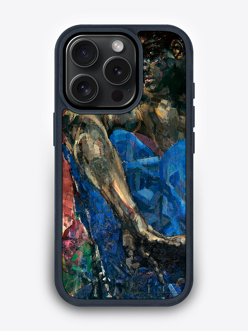 Деревянный чехол с цветной печатью "Демон" для iPhone 15 Pro