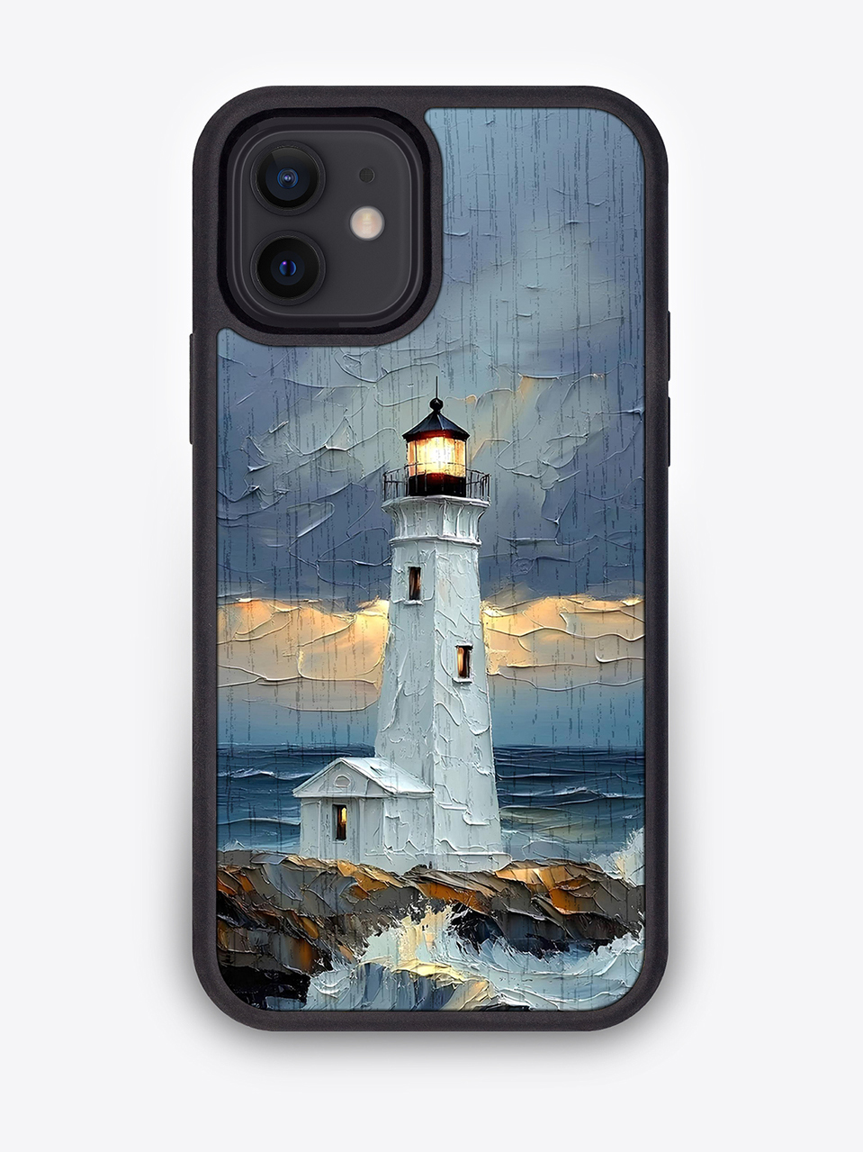 Деревянный чехол с цветной печатью "Маяк" для iPhone 12