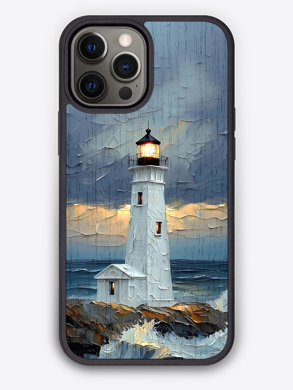 Деревянный чехол с цветной печатью "Маяк" для iPhone 12 Pro Max