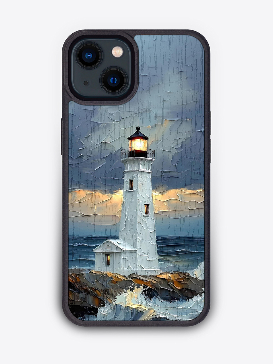 Деревянный чехол с цветной печатью "Маяк" для iPhone 13