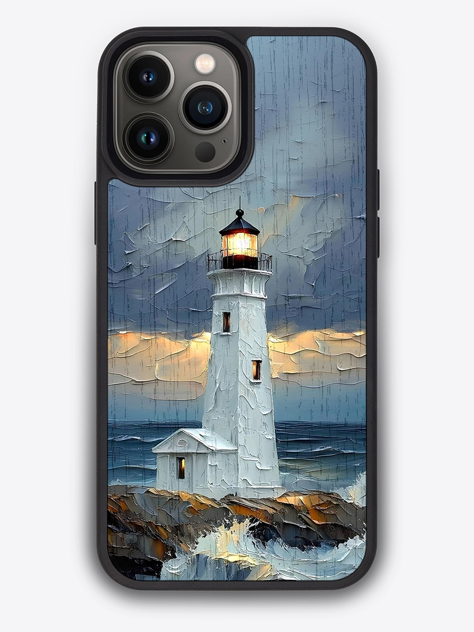 Деревянный чехол с цветной печатью "Маяк" для iPhone 13 Pro Max