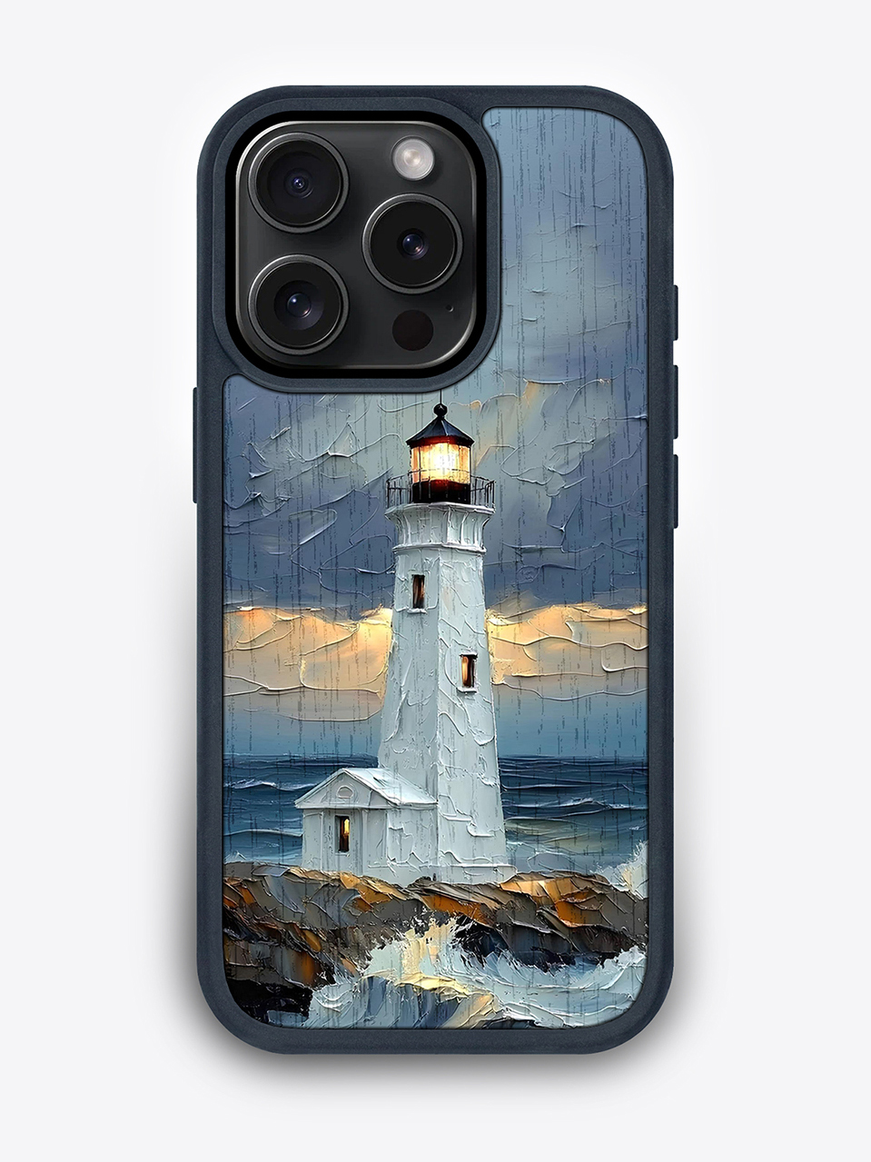 Деревянный чехол с цветной печатью "Маяк" для iPhone 15 Pro