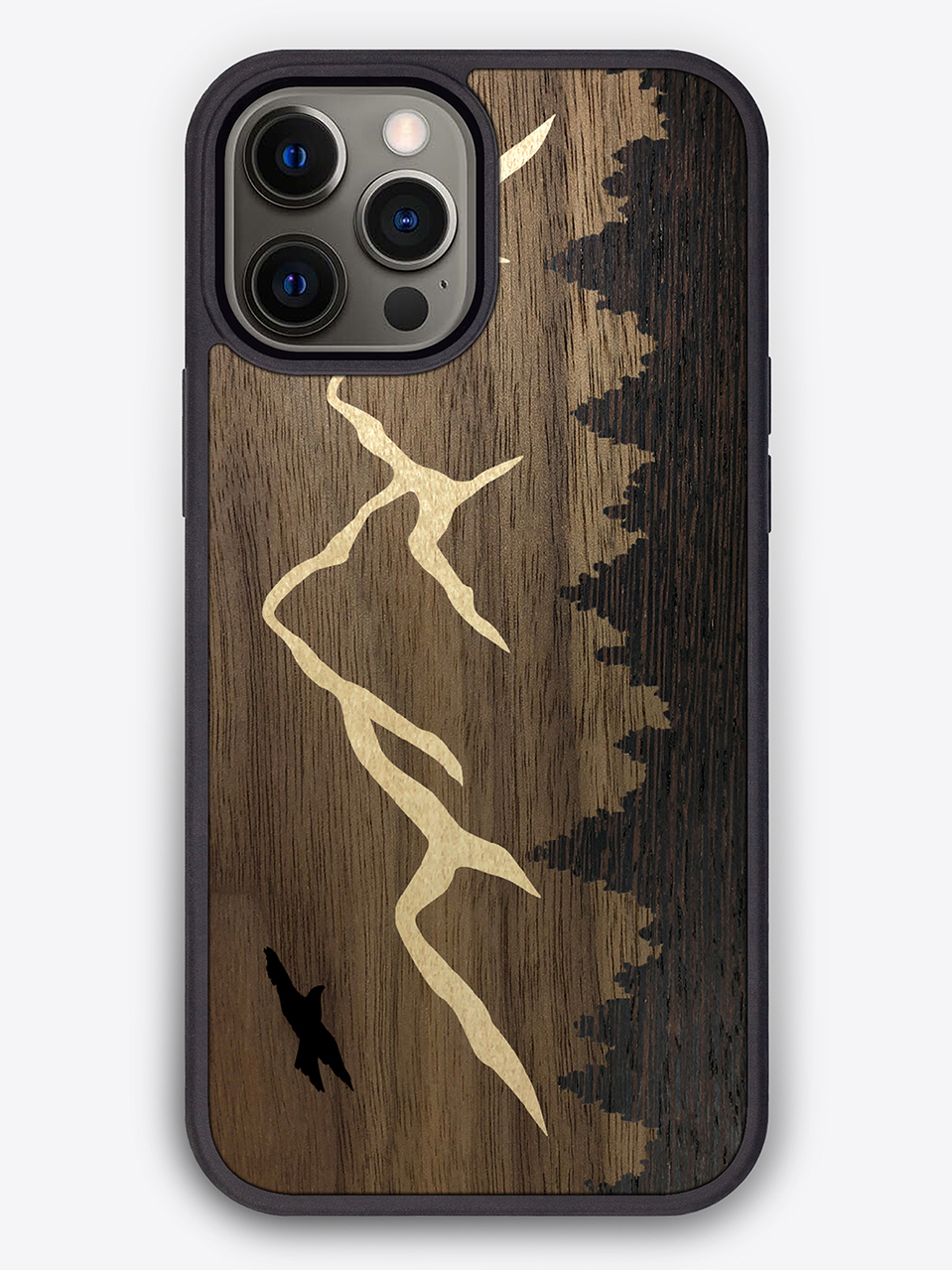 Деревянный чехол "Парящий ястреб в горах" для iPhone 12 Pro Max