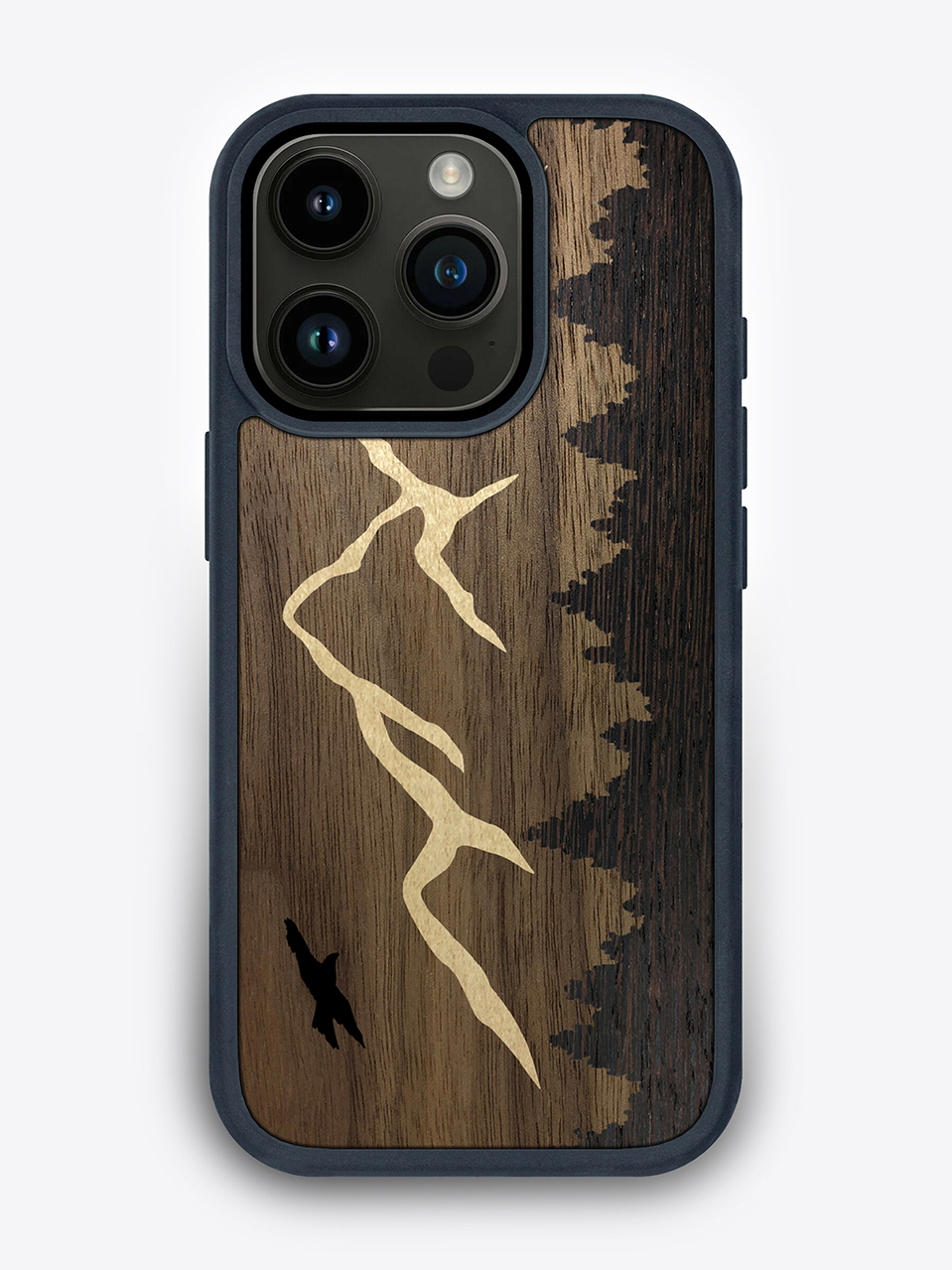 Деревянный чехол "Парящий ястреб в горах" для iPhone 14 Pro