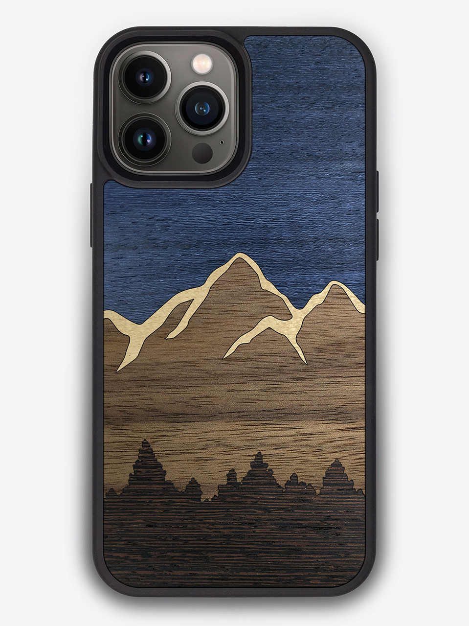 Деревянный чехол "Ночь в горах" для iPhone 13 Pro Max