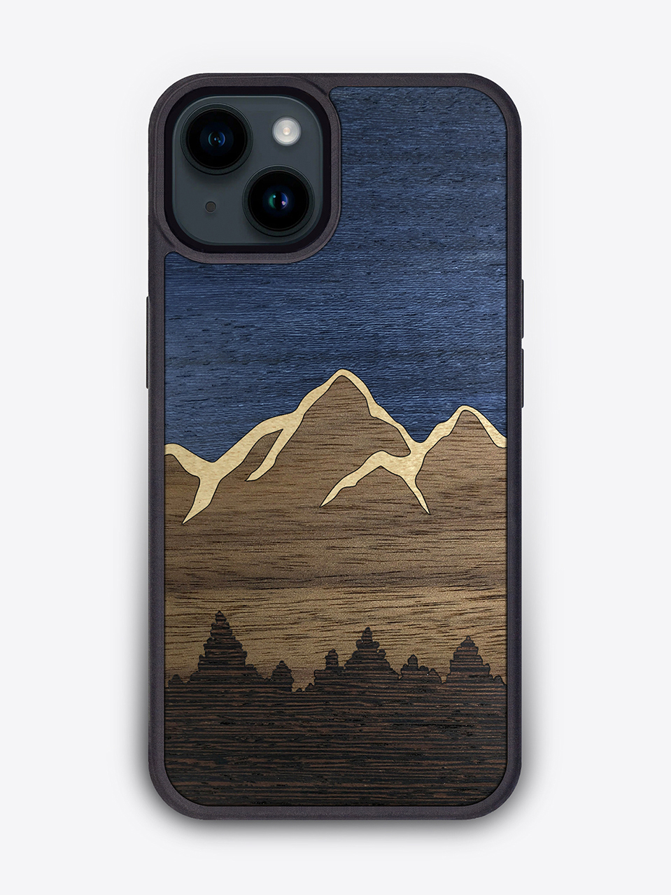 Деревянный чехол "Ночь в горах" для iPhone 14