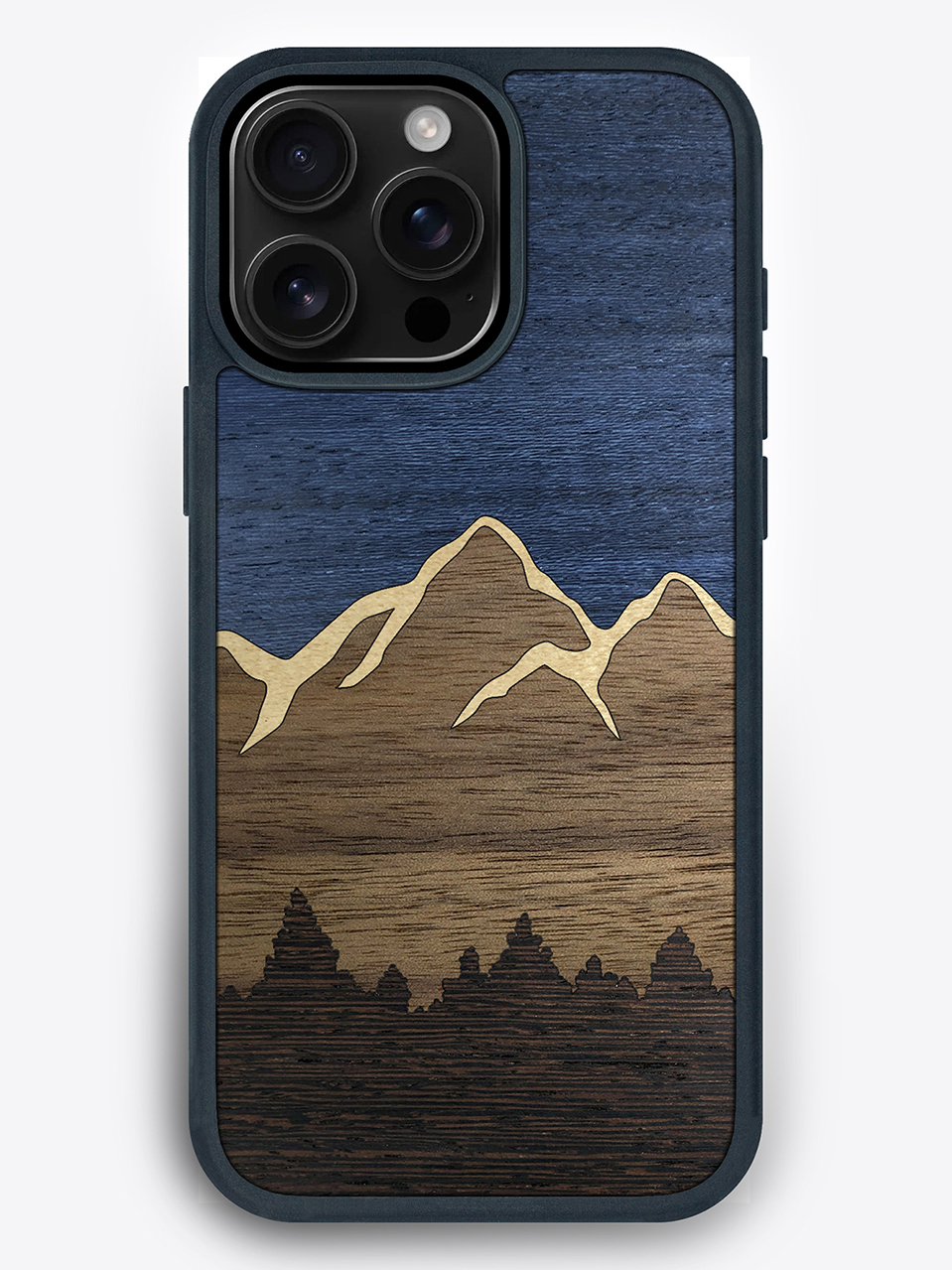 Деревянный чехол "Ночь в горах" для iPhone 16 Pro Max