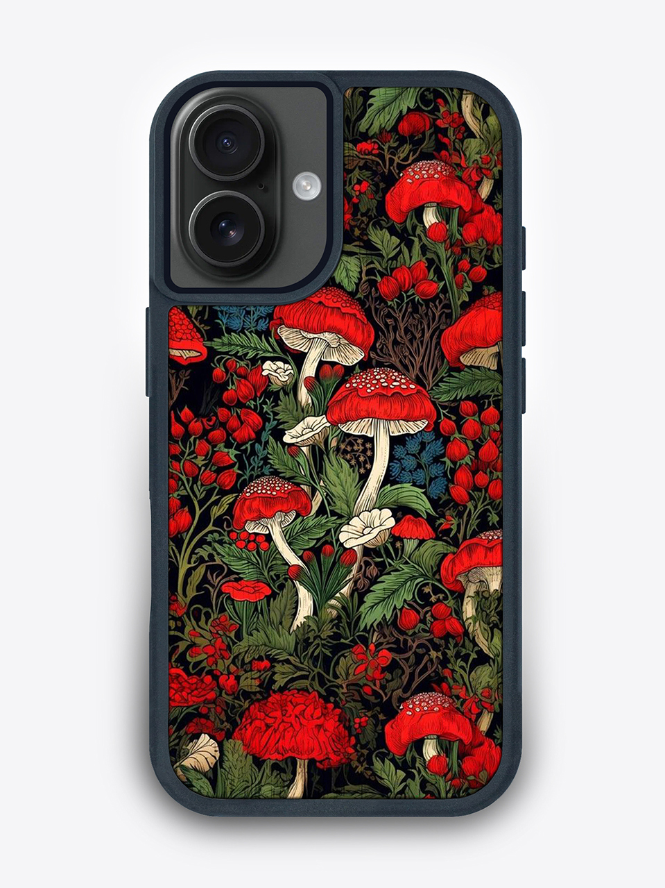 Деревянный чехол с цветной печатью "Грибы" для iPhone 16