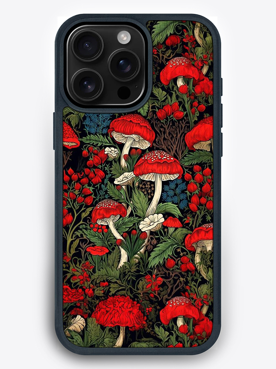 Деревянный чехол с цветной печатью "Грибы" для iPhone 16 Pro Max