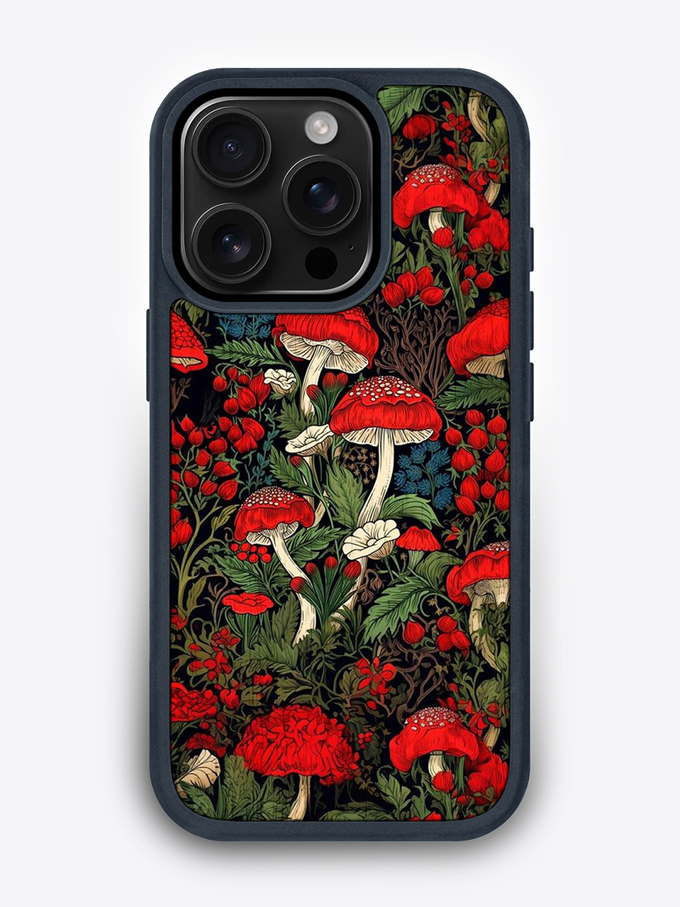 Деревянный чехол с цветной печатью "Грибы" для iPhone 16 Pro