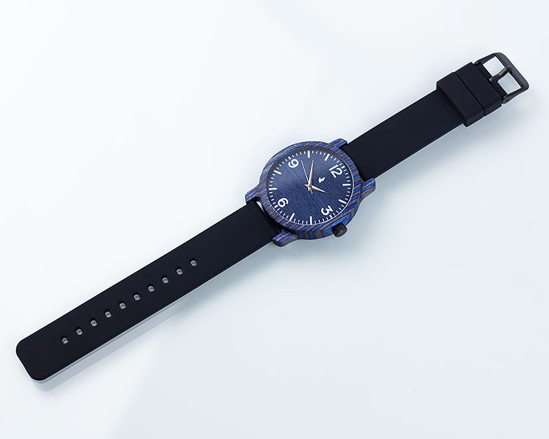 Деревянные наручные часы "Norton" | Черный силиконовый ремень