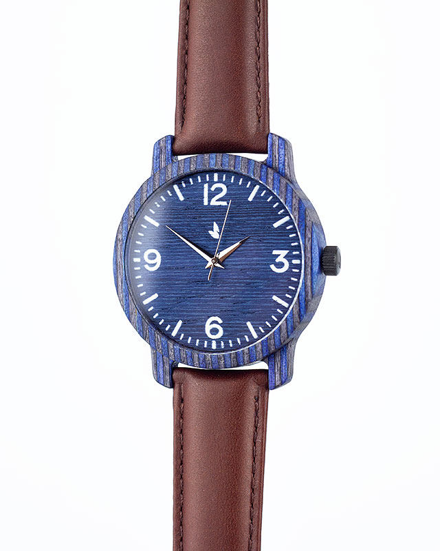Деревянные наручные часы "Norton" | Коричневый кожаный ремень