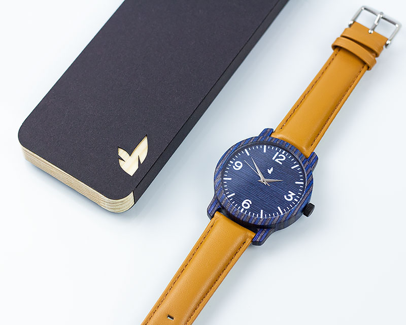 Деревянные наручные часы "Norton" | Песочный кожаный ремень