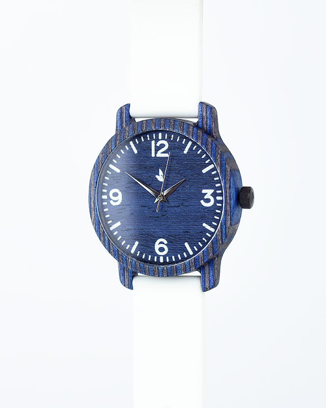 Деревянные наручные часы "Norton" | Белый силиконовый ремень
