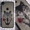 Деревянная накладка на iPhone 7 c цветной печатью волка на клене сикамора